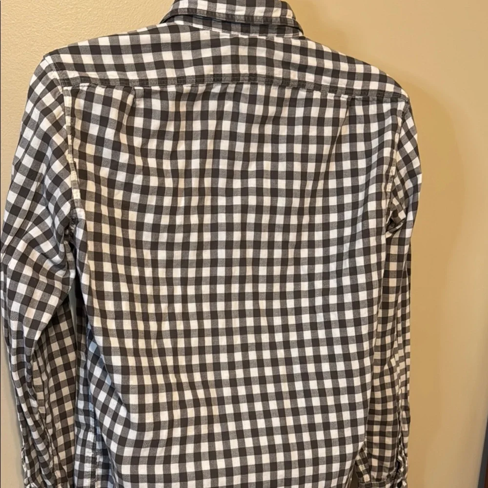 J. Crew White and Gray Casual Button Down Shirt